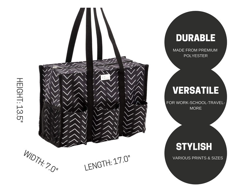 Pursetti Utility Tote -Perfect as Nurse, Teacher, Work Bags for Women & Craft Tote (Hatch Mark_Large) - Image 2